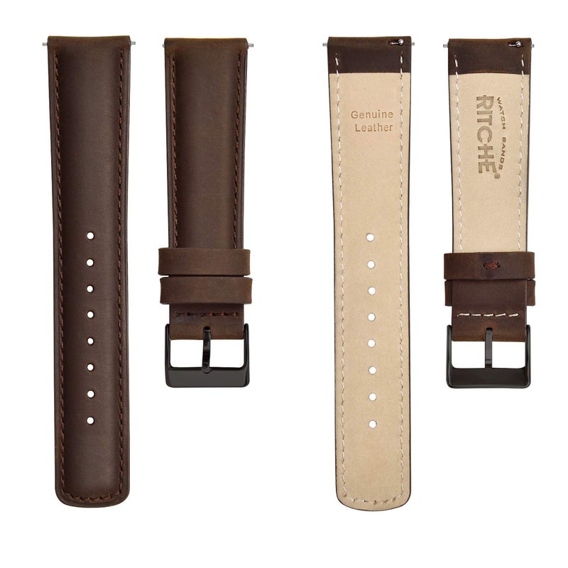Ritche Genuine Classic Vintage Quick Release Leather Watch Band for Galaxy Watch 6 Classic Omega x Swatch Moonswatch 20mm Leather Watch Strap (Saddle Brown), White Elephant Gifts, Stocking Stuffers for Men, Father's Day gifts - Image 5
